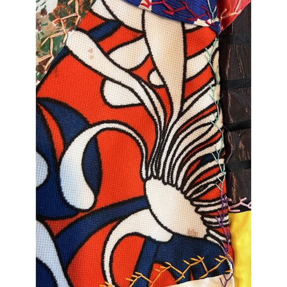 Vintage 60s 70s Crazy Quilt Coat & Skirt Set Folk Art Groovy Retro Hippie Medium - Picture 16 of 16